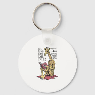 Grappige boekliefhebber Giraffe Long Form Tall Tal Sleutelhanger