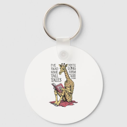 Grappige boekliefhebber Giraffe Long Form Tall Tal Sleutelhanger (Voorkant)