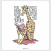 Grappige boekliefhebber Giraffe Long Form Tall Tal Sticker (Vel)