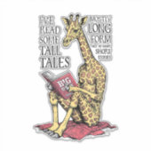 Grappige boekliefhebber Giraffe Long Form Tall Tal Sticker (Voorkant)