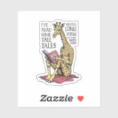 Grappige boekliefhebber Giraffe Long Form Tall Tal Sticker (Vel)