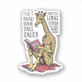 Grappige boekliefhebber Giraffe Long Form Tall Tal Sticker (Voorkant)