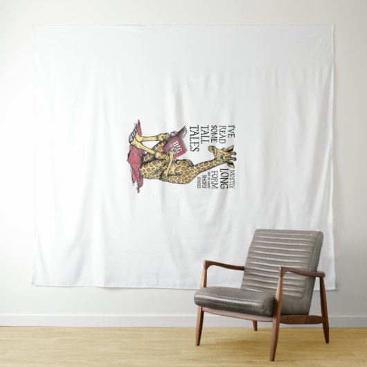 Grappige boekliefhebber Giraffe Long Form Tall Tal Wandkleed (In Situ (horizontaal))