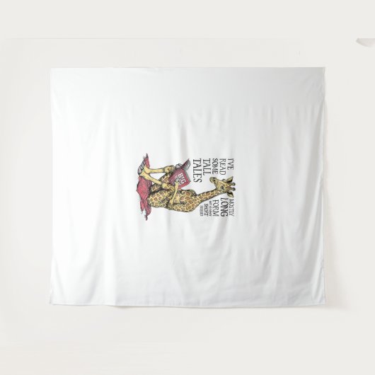 Grappige boekliefhebber Giraffe Long Form Tall Tal Wandkleed (Voorkant (horizontaal))