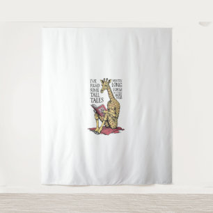 Grappige boekliefhebber Giraffe Long Form Tall Tal Wandkleed