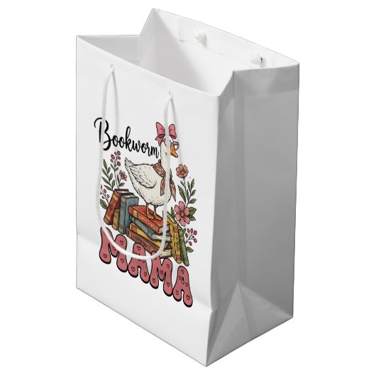 Grappige boekworm Mama gans Medium Cadeauzakje (Voorkant Gekanteld)