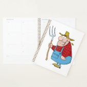 Grappige boer met hooivork overall en strohoed planner (Display)