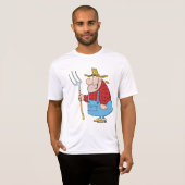 Grappige boer met hooivork overall en strohoed t-shirt (Voorkant volledig)