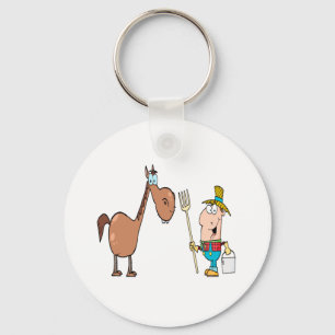 grappige boer met paard sleutelhanger