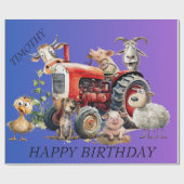 Grappige Boerderij Dieren & Tractor. bewerkbaar Cadeaupapier (Vlak)