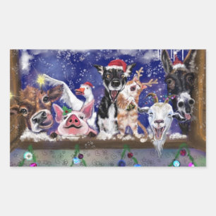 Grappige Boerderijdier Kerstcadeau Stickers