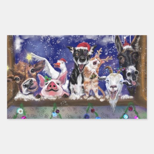 Grappige Boerderijdier Kerstcadeau Stickers (Voorkant)