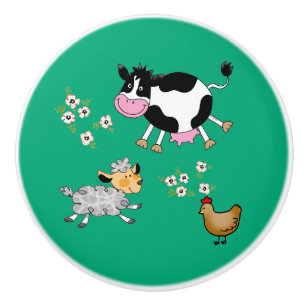 Grappige boerderijdieren keramische knop