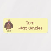 Grappige boerderijkalkoen cartoon gepersonaliseerd labels (Design 2)
