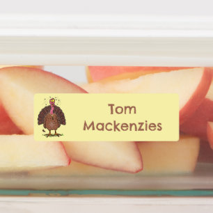 Grappige boerderijkalkoen cartoon gepersonaliseerd labels