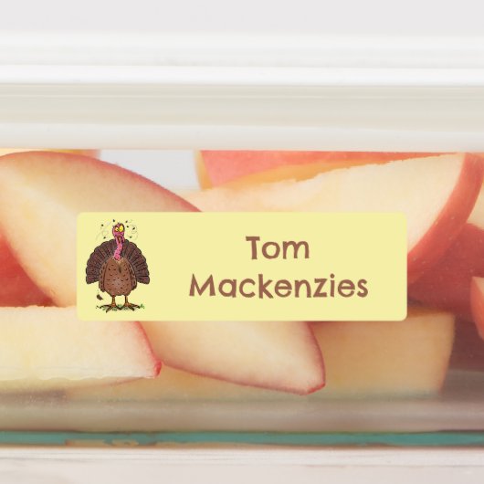 Grappige boerderijkalkoen cartoon gepersonaliseerd labels (Aangebracht)