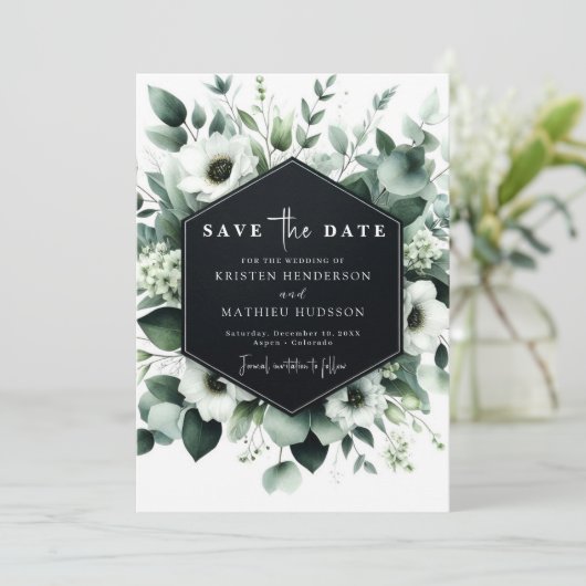 Grappige Boho Eucalyptus digitale bruiloft Save The Date (Staand voorkant)