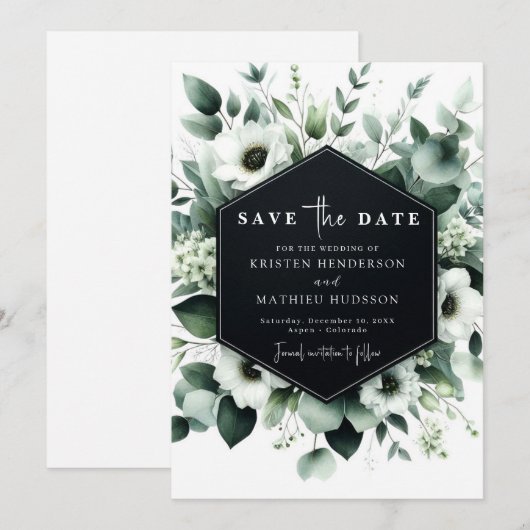 Grappige Boho Eucalyptus digitale bruiloft Save The Date (Voorkant / Achterkant)