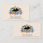 Grappige Boho Hippie Retro Pet Sitting Service Visitekaartje (Voorkant / Achterkant)