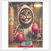 Grappige Bokende Kat Sticker – Mooie Boksende Kitt (Vel)