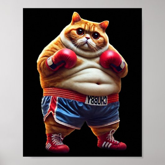Grappige Boksen Gym Workout Cat met Bokshandschoen Poster (Voorkant)