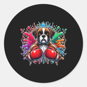 Grappige Boksen Kickboksen Liefhebber Boxer Hond S Ronde Sticker