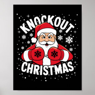 Grappige Boksen Speler Xmas Lights Santa Boxing Ch Poster