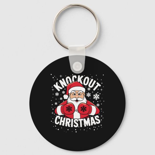 Grappige Boksen Speler Xmas Lights Santa Boxing Ch Sleutelhanger (Voorkant)