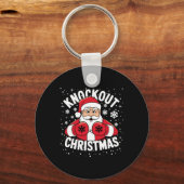 Grappige Boksen Speler Xmas Lights Santa Boxing Ch Sleutelhanger (Voorkant)