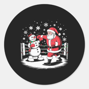 Grappige Boksen Speler Xmas Lights Santa Snow Boxi Ronde Sticker