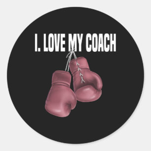 Grappige Boksen Sport Quote Ik Hou Van Mijn Coach Ronde Sticker