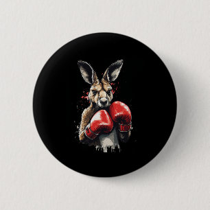 Grappige bokser kangoeroe met bokshandschoenen vec ronde button 5,7 cm