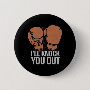 Grappige bokser knock je uit bokshandschoenen ik z ronde button 5,7 cm