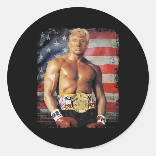 Grappige bokser Trump Rocky Meme Ronde Sticker (Voorkant)