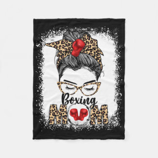 Grappige Bokshandschoenen Messy Bun Boxing Mom Fleece Deken