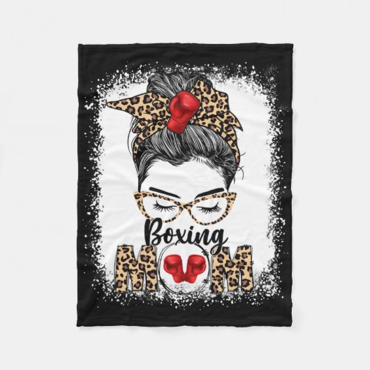 Grappige Bokshandschoenen Messy Bun Boxing Mom Fleece Deken (Voorkant)
