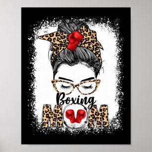Grappige Bokshandschoenen Messy Bun Boxing Mom Poster