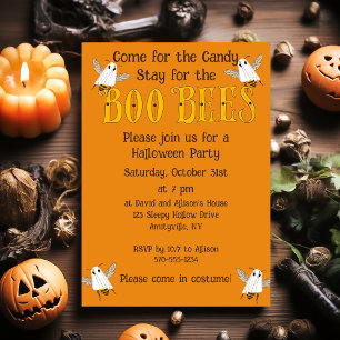 Grappige Boo Bees Halloween Feest Uitnodiging