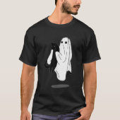 Grappige Boo Ghost Holding Zwarte Kat Halloween Sp T-shirt (Voorkant)