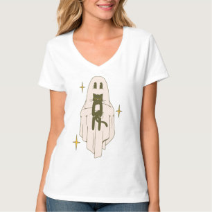 Grappige Boo Ghost Holding Zwarte Kat Halloween Sp T-shirt