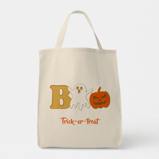 Grappige Boo Halloween Boodschappentas Tote Bag (Achterkant)