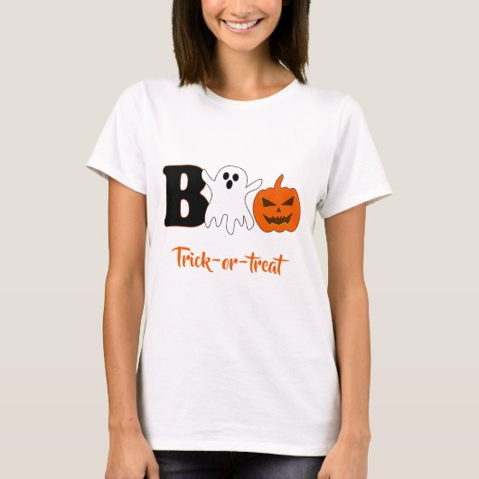Grappige Boo Halloween Dames T-Shirt (Voorkant)