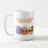 Grappige Boo Halloween Wit &oranje Koffiemok (Links)