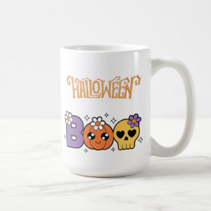 Grappige Boo Halloween Wit &oranje Koffiemok