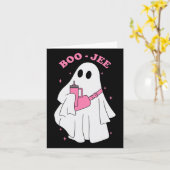 Grappige Boo-jee Ghost Halloween Boo Jee Ghost Spo Kaart (Gele Bloem)