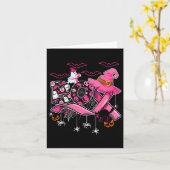 Grappige Boo Pompoen Witch Roze Lint Borstkanker Kaart (Gele Bloem)