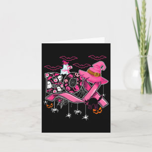 Grappige Boo Pompoen Witch Roze Lint Borstkanker Kaart