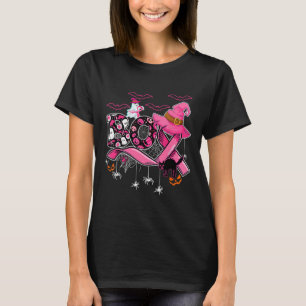 Grappige Boo Pompoen Witch Roze Lint Borstkanker T-shirt