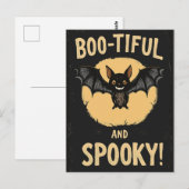 Grappige Boo-tiful en enge vleermuis Halloween Briefkaart (Voorkant / Achterkant)