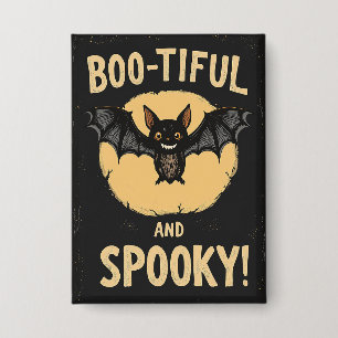 Grappige Boo-tiful en enge vleermuis Halloween Button